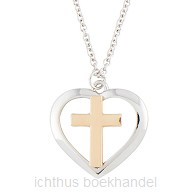 Pendant Cross in heart 2 tone