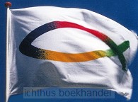 Vlag 100x150cm vis-logo 4 kleurig