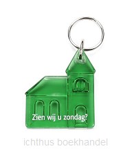 Sleutelhanger 'Zien wij u zondag?' groen