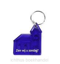 Sleutelhanger 'Zien wij u zondag?' paars