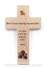 Kruis hout 15cm Heer Jezus kom bij ons a