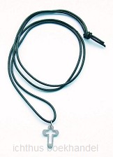 Hanger open kruis staal leder koord