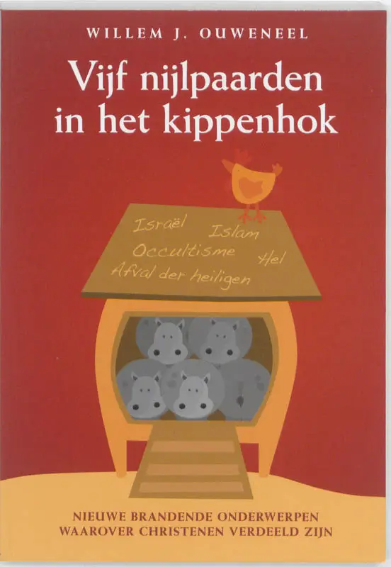Vijf nijlpaarden in een kippenhok